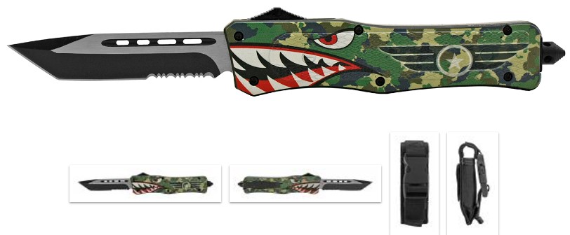 OTF Out the Front Pocket KNIFE - Fighter Pilot Shark