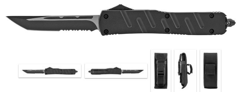 OTF Automatic Out the Front Folding POCKET KNIFE - Black on Black