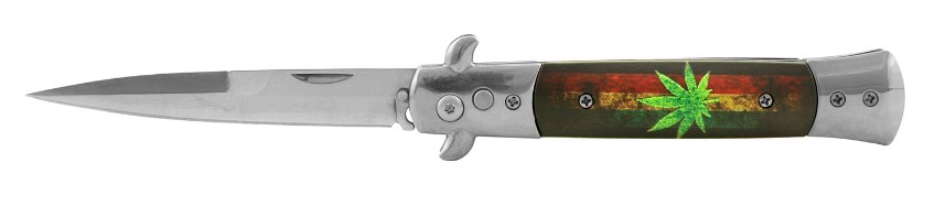 SWITCHBLADE Folding Pocket Knife - Rasta Leaf