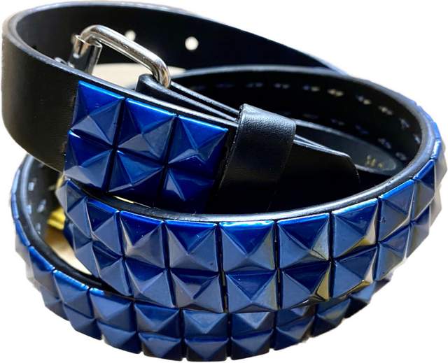 Wholesale Metallica Blue Color Studded 2 Row Skinny BELT