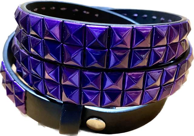 Wholesale Metallica Purple Color Studded 2 Row Skinny BELT