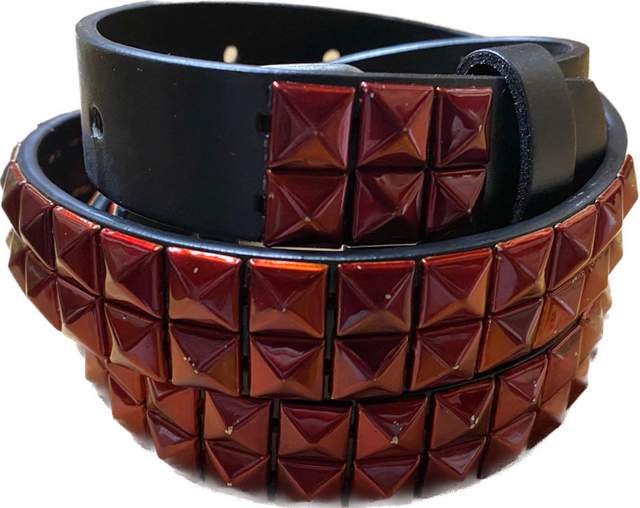 Wholesale Metallica Red Color Studded 2 Row Skinny BELT