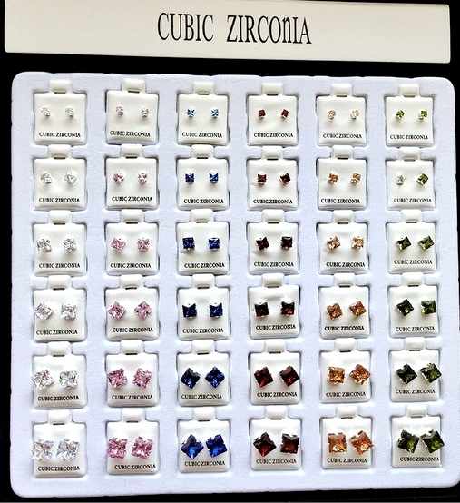 Wholesale Cubic Zirconia STUDs EARRING Square Shape