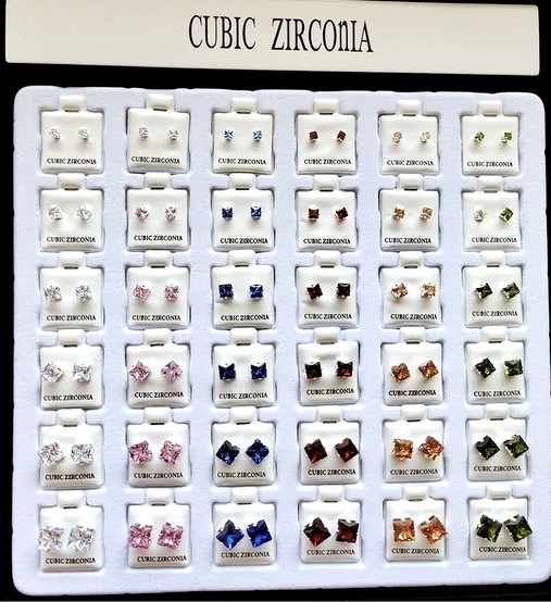 Wholesale CUBIC ZIRCONIA Studs Earring Square Shape