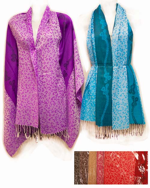 Wholesale Large PASHMINA with Leopard Pattern Assorted