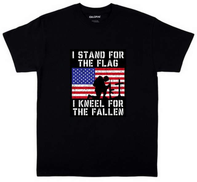 Stand For the Flag, Kneel FOR THE FALLEN Black Colot T-shirt