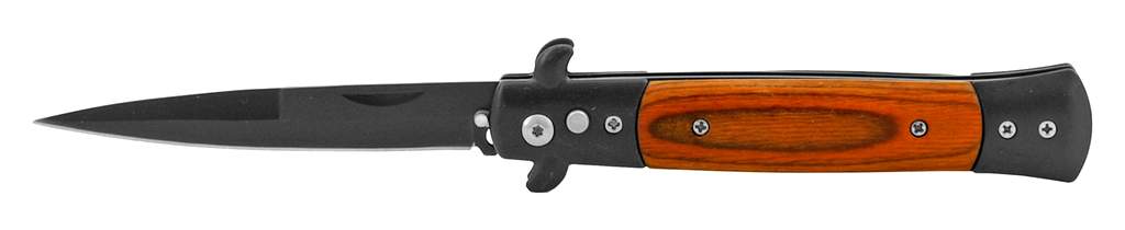 Black Blade Wood handle SWITCHBLADE Knife