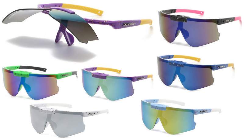 WHOLESALE XLOOP Large Frames Sports SUNGLASSES lens flip up