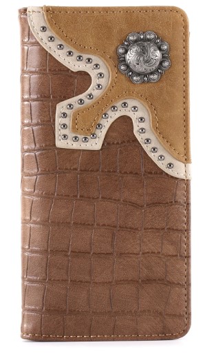 Croc Print Men's Bifold Long PU LEATHER Wallet