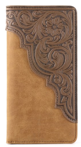 Embossed Floral Men's Bifold Long PU LEATHER Wallet