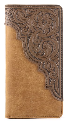 Embossed Floral Men's Bifold Long PU LEATHER WALLET