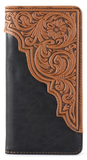 Embossed Floral Men's Bifold Long PU Leather WALLET