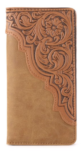 Embossed Floral Men's Bifold Long PU Leather WALLET