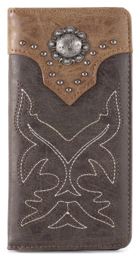 Embroidered Boot Scroll Men's Bifold Long PU LEATHER Wallet