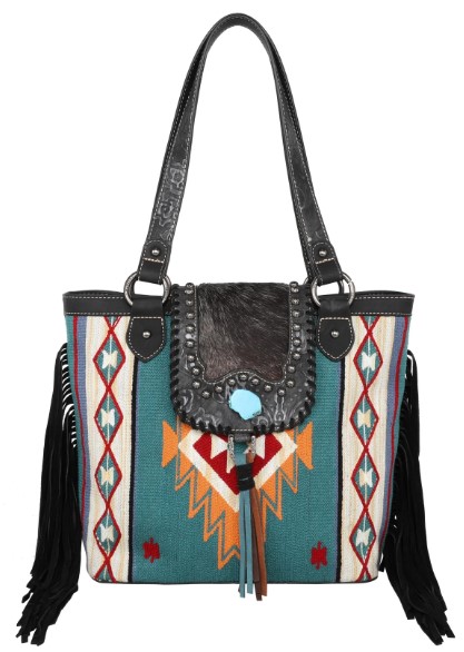 Hair-On Cowhide Collection Aztec TAPESTRY Concealed Carry Tote