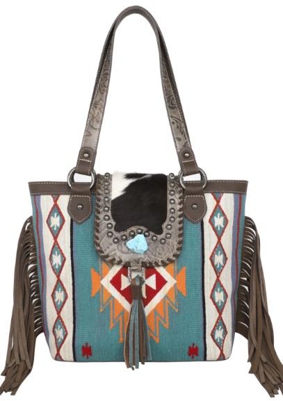 Hair-On Cowhide Collection Aztec TAPESTRY Concealed Carry Tote