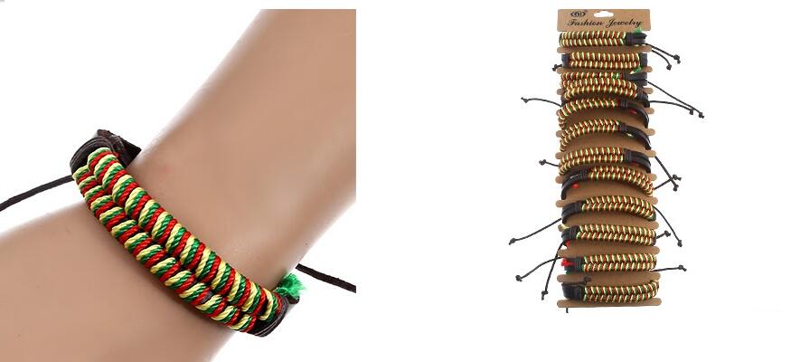 Wholesale Rasta Color Braided Bracelet