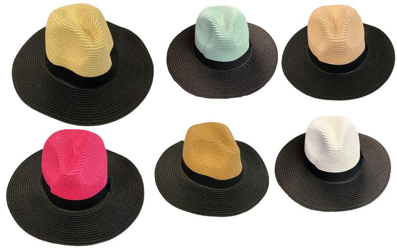 Wholesale Two Tone Fedora/ SUN Hat
