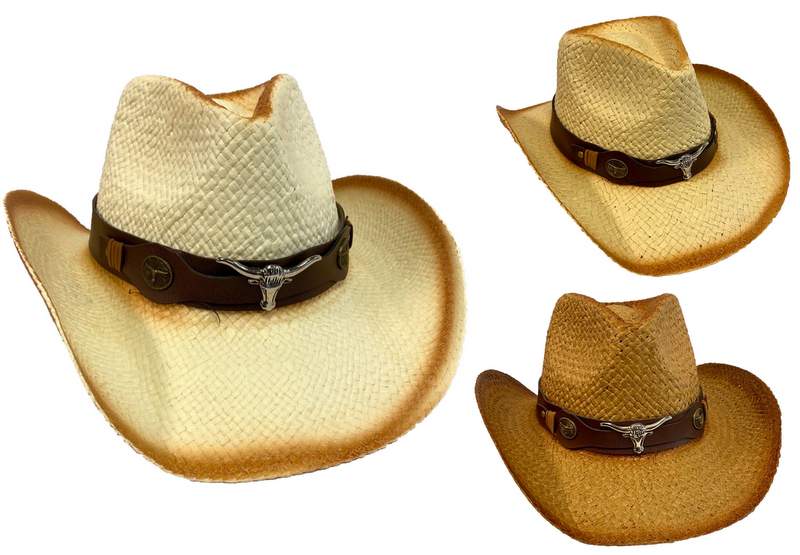 Wholesale Classic Woven COWBOY HAT (Metal Steer)