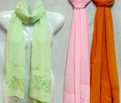 Wholesale Silk Scarves scarf with FLOWER Embroidery