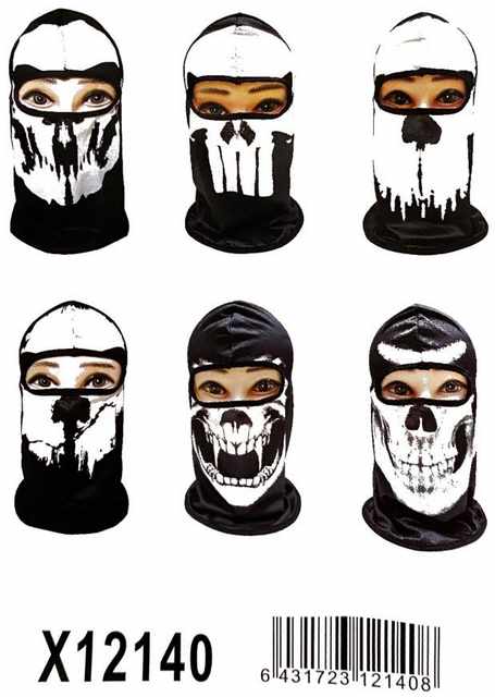 Wholesale Black & White Ghost/SKULL Print Ninja Face Mask