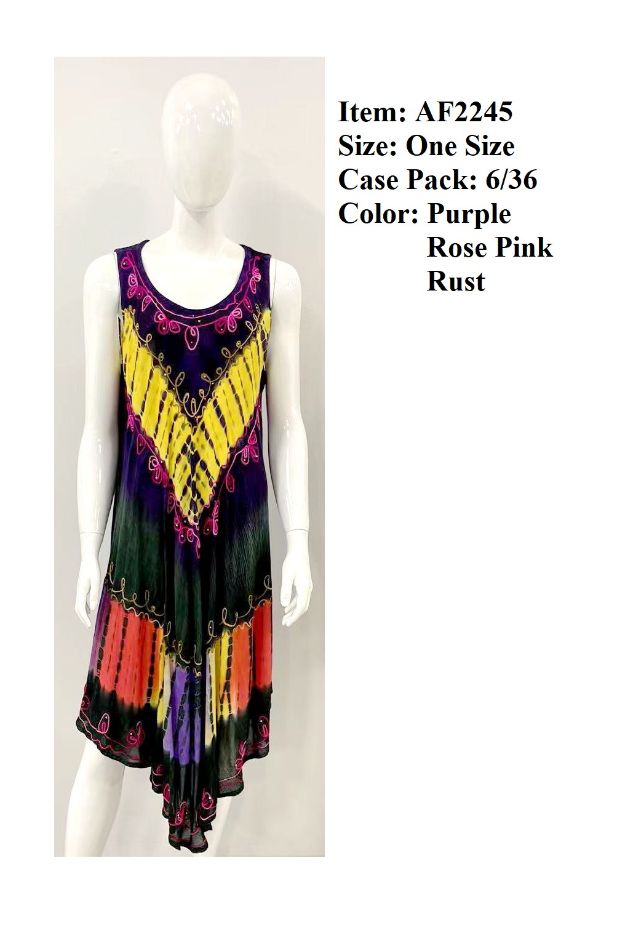 Wholesale Acid Wash TIE Dye Umbrella Dresses Multicolors