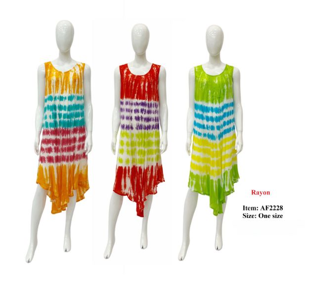 Wholesale Multicolor Tie Dye Rayon UMBRELLA Dresses