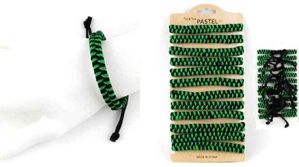Wholesale Braided/ Crocheted Bracelet Black/Green Color