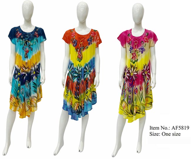 Wholesale Rayon Tie Dye UMBRELLA India Dress