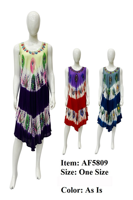 Wholesale Rayon Hand PAINT Peacock Umbrella Dress