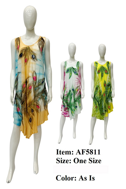 wholesale Rayon Hand PAINT Peacock Umbrella India Dress