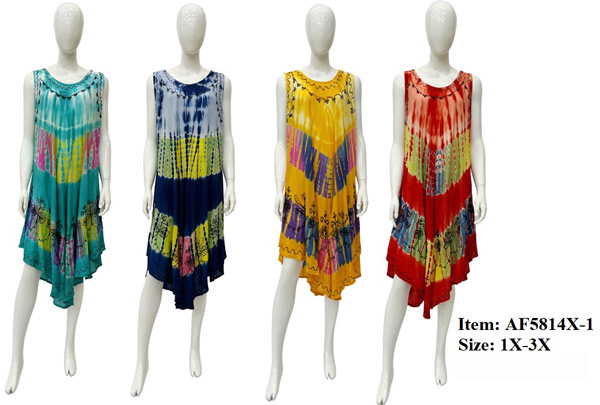 Wholesale Plus Rayon TIE DYE Umbrella Dress