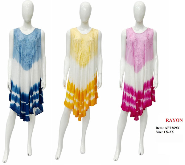 Wholesale Rayon Tie Dye Embroidered  Umbrella India  DRESS