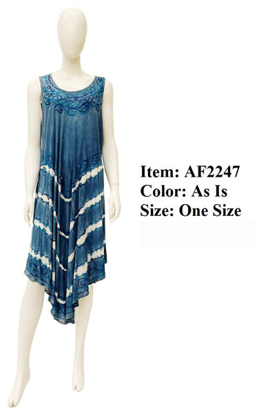 Wholesale Rayon Crepe DENIM Wash Tie Dye  Embroidered Dress