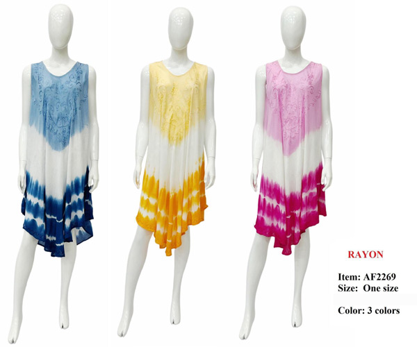 Wholesale Rayon Tie Dye Embroidered Umbrella India DRESS