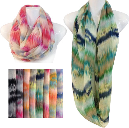Wholesale Infinity Circle Scarves TIE Dye Effect Assorted Colors