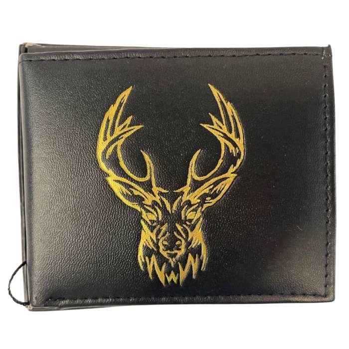 Wholesale Man Bi-Fold Faux LEATHER WALLET Deer Design