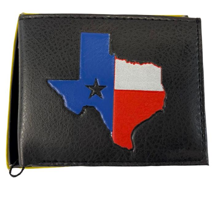 Wholesale Man Bi-Fold Faux Leather Wallet Texas Flag Design