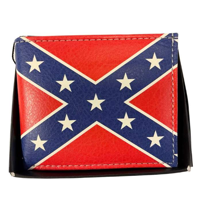 Man Bi-Fold Faux leather Wallet Rebel FLAG Design