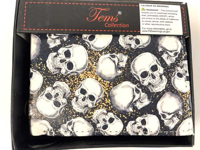 Wholesale Man Bi-Fold Faux LEATHER Wallet Multi Skull Design