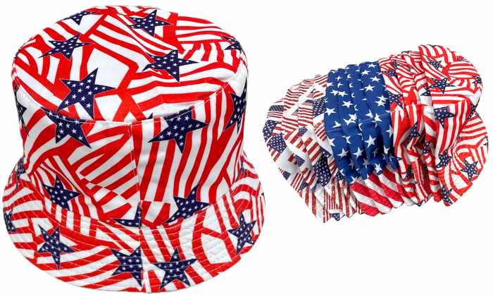 Wholesale USA Flag Style Bucket HAT