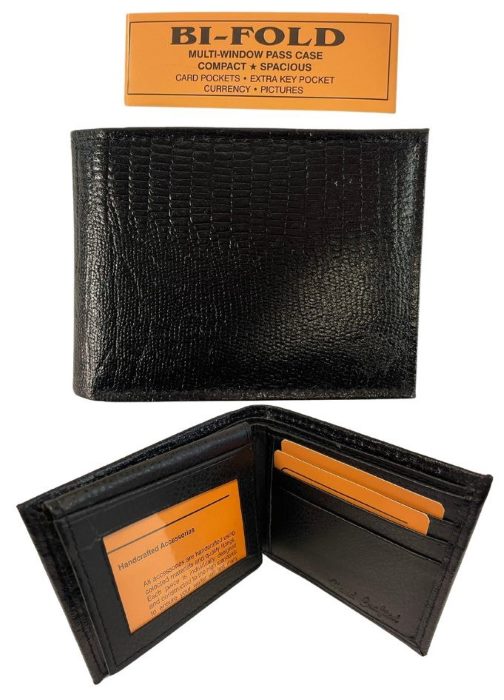 Wholesale Plain Men Bi-Fold Wallet Black