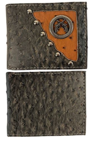 Wholesale Ostrich Double GUN Western BI-fold Wallet