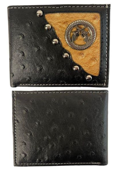 Wholesale Ostrich Pattern Double Gun WESTERN Wallet