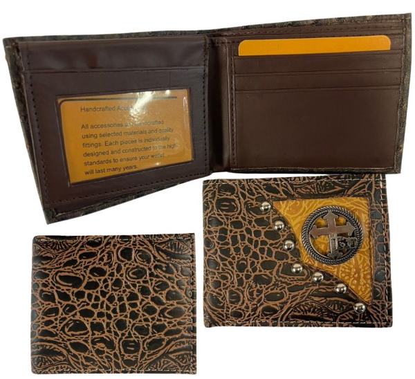 Wholesale Bifold Cross with Cow Western WALLET