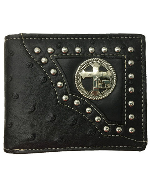 Wholesale Black Ostrich Bifold WALLET with Cross