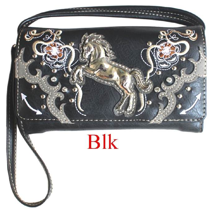 Wholesale Zelris Floral Horse Western Crossbody Wrist WALLET