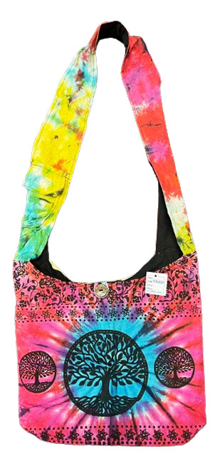 Tie dye Hobo BAGS with tree of life graphic