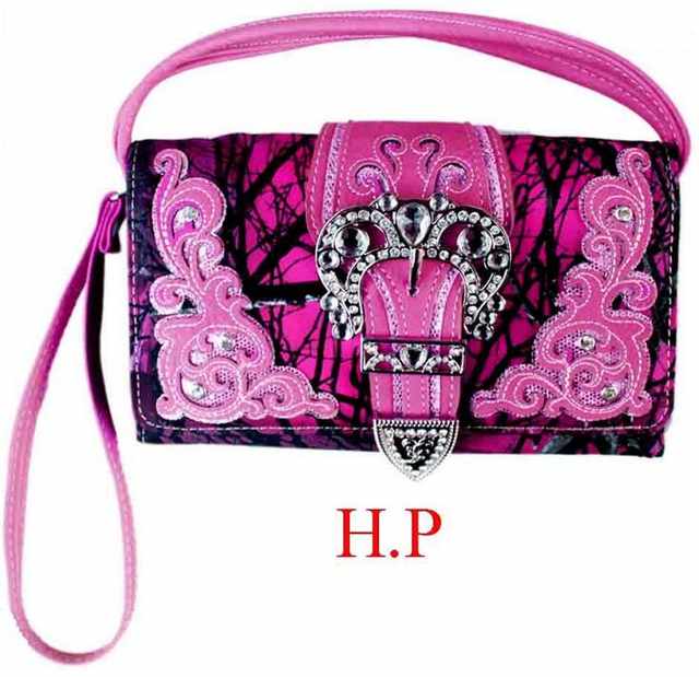 Wholesale Hot Pink Camo WALLET Purse with crossbody strap