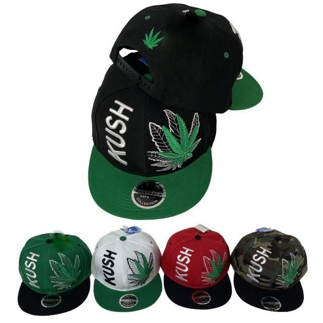 Wholesale Snap Back Flat Bill HAT/Cap KUSH/Leaf with Shadow